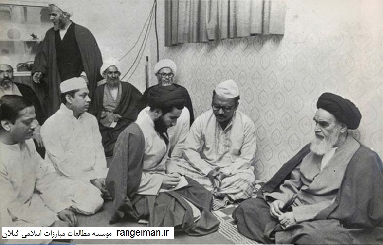 اوایل انقلاب دیدار با امام خمینی در قم- حجج اسلام محمد زاهد، پور جعفر، امینیان و عبدالعظیم یکتا